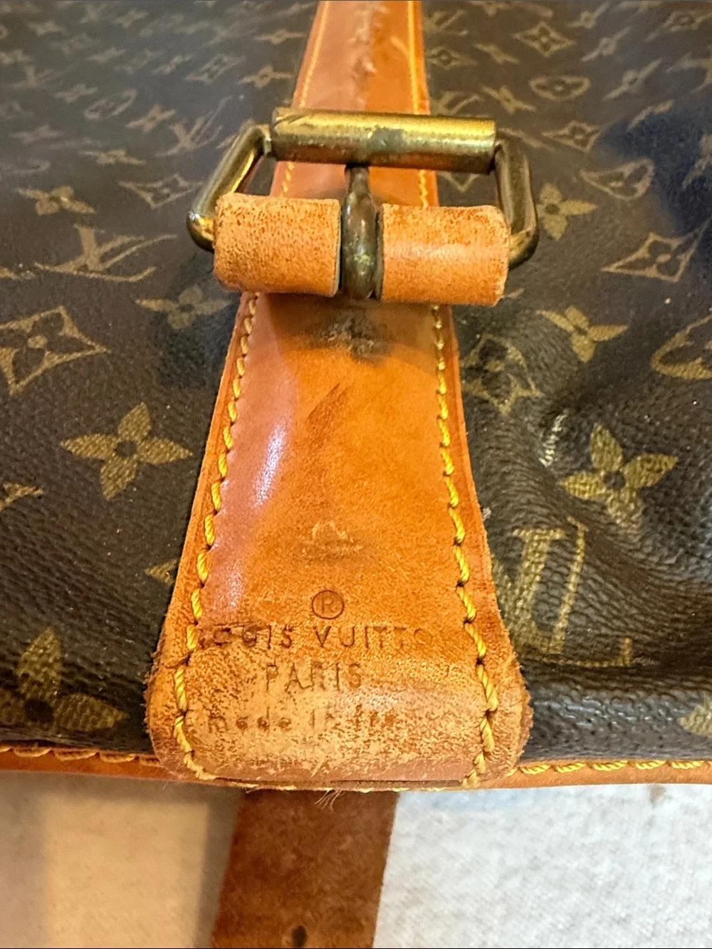 Vintage Louis Vuitton Monogram Garment Bag Tan Leather Trim, Look at Photos